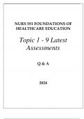 NURS 591 FOUNDATIONS OF HEALTH EDUCATION TOPIC 1 - 9 LATEST ASSESSMENTS Q & A 2024