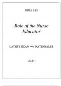 NURS 613 ROLE OF THE NURSE EDUCATOR EXAM Q & A WITH RATIONALES 2024 (DREXEL UNI).