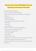 American Red Cross CPR&sol;AED&sol;First Aid set Questions and Answers 100&percnt; Pass