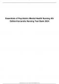 Essentials of Psychiatric Mental Health Nursing 4th  Edition Varcarolis Nursing Test Bank 2024