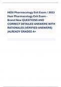 HESI Pharmacology Exit Exam/ 2023  Hesi Pharmacology Exit Exam - Brand NewQUESTIONS AND  CORRECT DETAILED ANSWERS WITH  RATIONALES (VERIFIED ANSWERS)  |ALREADY GRADED A+