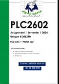 PLC2602 Assignment 1 &lpar;QUALITY ANSWERS&rpar; Semester 1 2024