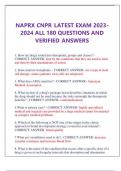 NAPRX CNPR LATEST EXAM 2023- 2024 ALL 180 QUESTIONS AND VERIFIED ANSWERS