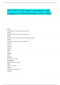 PSU PSYCH 260 Exam 1 Questions with Complete Verified Solutions 2024&sol;2025