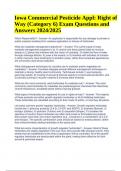 Iowa Commercial Pesticide Appl: Right of Way (Category 6) Exam Questions and Answers 2024/2025