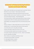 Introduction to Professional Nursing Final Exam Questions and Answers 100&percnt; Pass