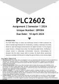 PLC2602 Assignment 2 (ANSWERS) Semester 1 2024 (289384) - DISTINCTION GUARANTEED