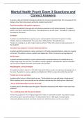 Mental Health Psych Exam 3 Questions and Correct Answers 