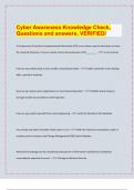 Cyber Awareness Knowledge Check,  Questions and answers, VERIFIED/ / 2024-25 Exam board exam predictions. APPROVED/ 