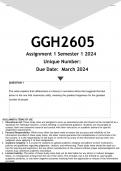 GGH2605 Assignment 1 (ANSWERS) Semester 1 2024 - DISTINCTION GUARANTEED.