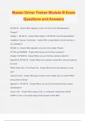 Master Driver Trainer Module B Exam Questions and Answers