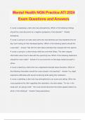Mental Health NGN Practice ATI 2024 Exam Questions and Answers