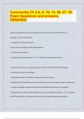 Community Ch 3&comma;8&comma; 9&comma; 10&comma; 13&comma; 26&comma; 27&comma; 30&period;  Exam Questions and answers&comma;  VER&sol; 2024-25 Exam board exam predictions&period; APPROVED&sol; IFIED&sol;