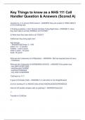 Key Things to know as a NHS 111 Call Handler Question & Answers &lpar;Scored A&rpar; 