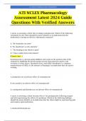 ATI NCLEX Pharmacology Assessment Latest 2024 Guide Questions With Verified Answers