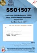 SSO1507 Assignment 1 (QUIZ COMPLETE ANSWERS) Semester 1 2024 - DUE March 2024