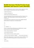 Florida Health Insurance Practice Exam Questions and Answers Latest 2024&sol;2025