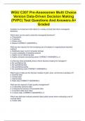 WGU C207 Pre-Assessmen Multi Choice Version Data-Driven Decision Making (PVPC) Test Questions And Answers A+ Graded