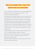 NSG 403 PHARM FINAL PRACTICE QUESTIONS AND ANSWERS