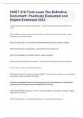 HOST 216 Final exam The Definitive Document: Positively Evaluated and Expert-Endorsed 2024