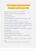 Civic Literacy Assessment Exam Questions and Answers 2024