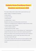 Pediatric Nurse Practitioner Exam 1 Questions and Answers 2024