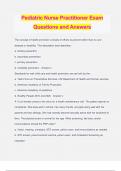 Pediatric Nurse Practitioner Exam Questions and Answers