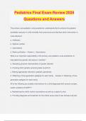 Pediatrics Final Exam Review 2024 Questions and Answers