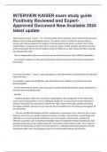 INTERVIEW KAISER exam study guide Positively Reviewed and Expert-Approved Document Now Available 2024 latest update