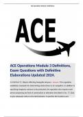 ACE Operations Module 3 Definitions, Exam Questions with Definitive Elaborations Updated 2024. 