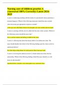 Nursing care of children practice A &lpar;Answered 100&percnt; Correctly&rpar; Latest 2024-2025