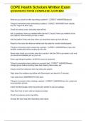 COPE Health Scholars Written Exam QUESTIONS WITH COMPLETE ANSWERS
