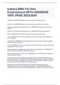 UPDATED Indiana BMV For-Hire Endorsement WITH ANSWERS 100&percnt; PASS 2023&sol;2024