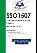 SSO1507 Assignment 1 (ANSWERS) Semester 1 2024