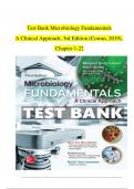 Test Bank Microbiology Fundamentals A Clinical Approach, 3rd Edition By Cowan, Chapter 1-22 |Complete All Chapters Latest
