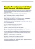 2024 Infection Prevention and Control Test Questions With All Correct Answers