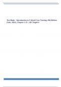 Test Bank - Introduction to Critical Care Nursing, 8th Edition (Sole, 2024), Chapter 1-21 | All Chapters
