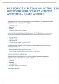 PAX SCIENCE NLM EXAM 2024 ACTUAL EXAM QUESTIONS WITH DETAILED VERIFIED ANSWERSA&plus; GRADE ASSURED
