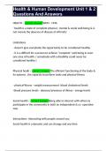 Health & Human Development Unit 1 & 2 Questions And Answers 