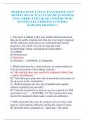 PHARMACOLOGY FINAL EXAM RASMUSSEN  NEWEST 2024 ACTUAL EXAM 200 QUESTIONS  AND CORRECT DETAILED ANSWERS WITH  RATIONALES &lpar;VERIFIED ANSWERS&rpar;  &vert;ALREADY GRADED A&plus;