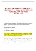 HESI MATERNITY V1&sol;HESI PRACTICE  MATERNITY V1 EXAM QUESTIONS AND  VERIFIED ANSWERS WITH  RATIONALES