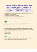Exam 1 & Exam 2: NSG554/ NSG 554 (Latest 2024/ 2025 Updates STUDY BUNDLE WITH COMPLETE SOLUTIONS) - Nurse Practitioners in Primary Care I Exam Reviews | Questions and Verified Answers| 100% Correct| Grade A
