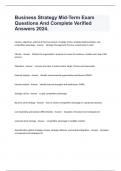 Business Strategy Mid-Term Exam Questions And Complete Verified Answers 2024&period;
