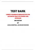 Test Bank For Lehne's Pharmacotherapeutics for Advanced Practice Nurses and Physician  2nd Edition By Laura Rosenthal, Jacqueline Burchum |All Chapters,  2024|