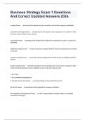 Business Strategy Exam 1 Questions And Correct Updated Answers 2024&period;