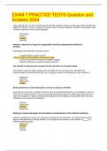 EXAM 1 PRACTICE TESTS Question and Answers 2024