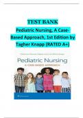 BEST REVIEW TEST BANK Pediatric Nursing, A CaseBased Approach, 1st Edition by  Tagher Knapp (RATED A+)