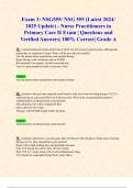 Exam 3: NSG555/ NSG 555 (Latest 2024/ 2025 Update) - Nurse Practitioners in Primary Care II Exam | Questions and Verified Answers| 100% Correct| Grade A