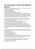 Ch&period; 9 Concepts of care for perioperative patients QUESTIONS AND ANSWERS WITH VERIFIED ANSWERS
