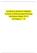 Test Bank for Brunner & Suddarth's Textbook of Medical-Surgical Nursing, 14th Edition (Hinkle, 2017), All Chapters 1 – 73 